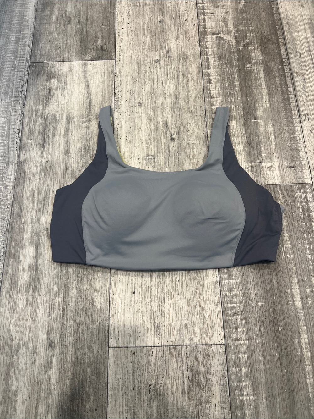 Crane Sports Bra Size XL Gray/Yellow Padded Wire Free